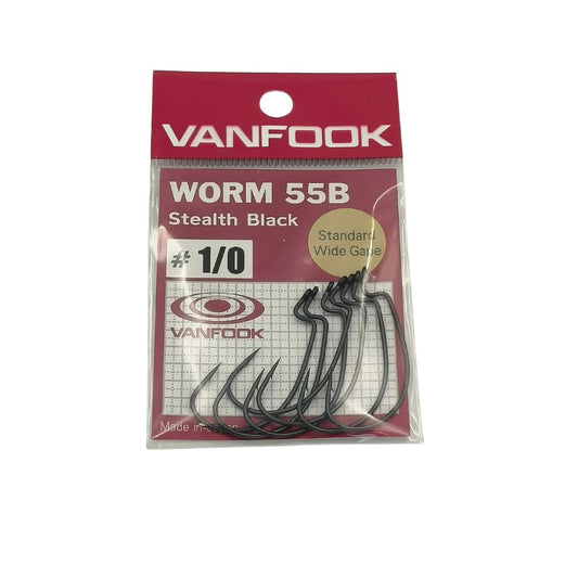 VANFOOK WORM 55B STEALTH BLACK FISHING HOOKS