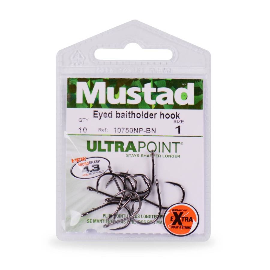 MUSTAD EYED BAITHOLDER HOOKS 10750NP-BN