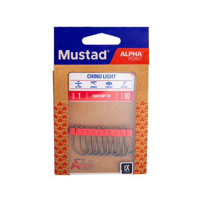 MUSTAD 10021AP-TX CHINU LIGHT HOOKS (12PC)