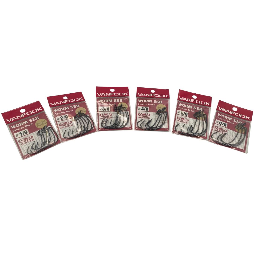 VANFOOK WORM 55B STEALTH BLACK FISHING HOOKS