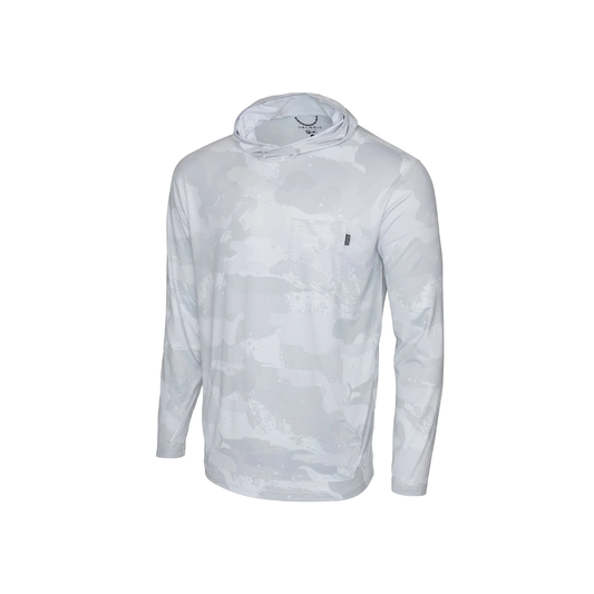 PELAGIC FREESPOOL HOODED FISHING SHIRT - BRUSH CAMO LIGHT GREY