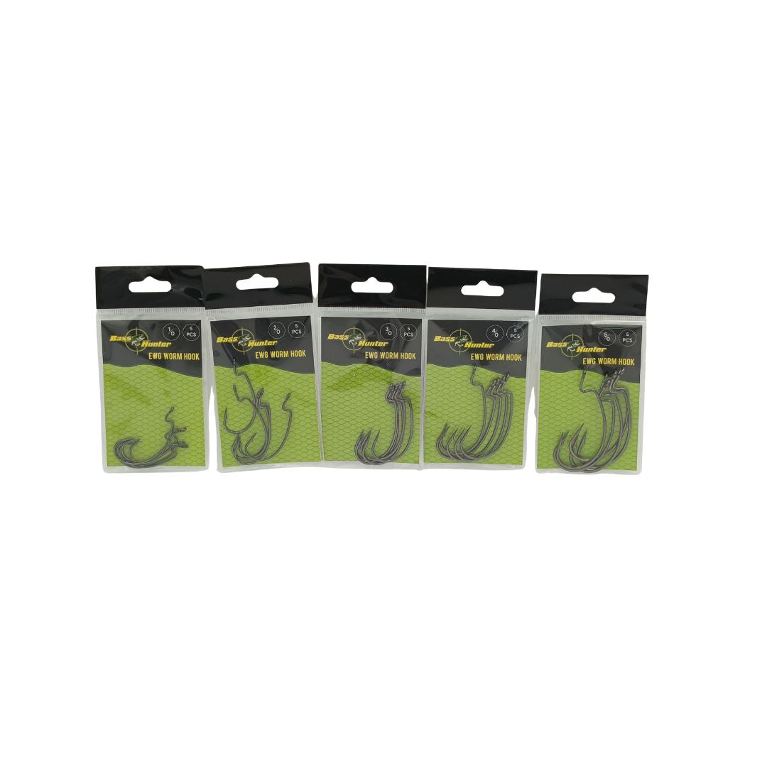 BASS HUNTER EWG 5PC WORM HOOK