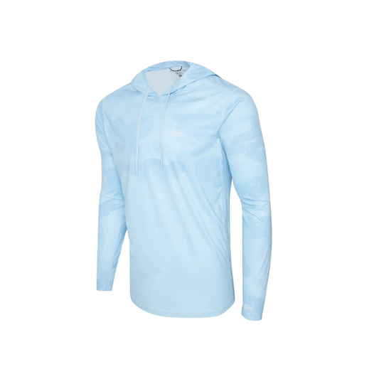 PELAGIC VAPORTEK HOODED FISHING SHIRT - BRUSH CAMO (FADE) LIGHT BLUE