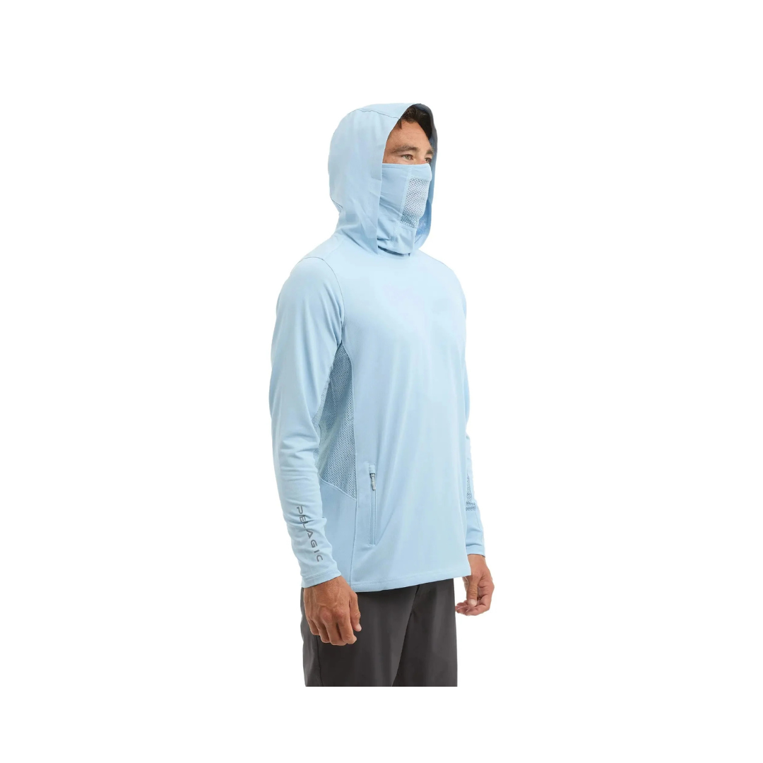 PELAGIC EXO TECH HOODED FISHING SHIRT - SOLID LIGHT BLUE