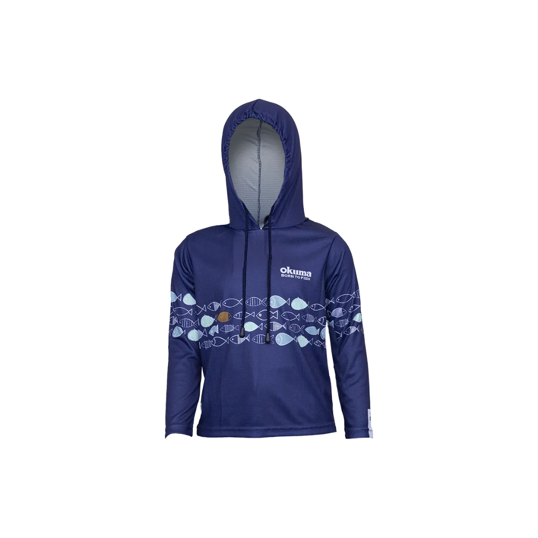 OKUMA KIDS FISH HOODY- NAVY