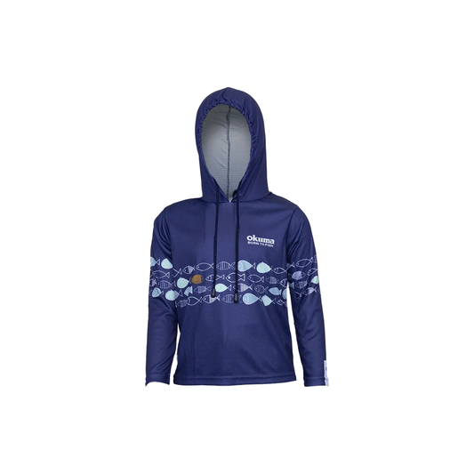 OKUMA KIDS FISH HOODY- NAVY