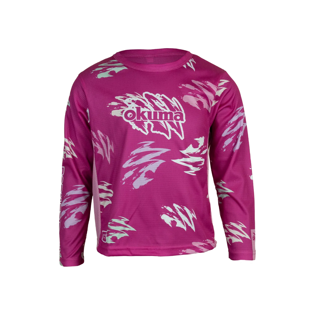 OKUMA KIDS LONG SLEEVE PINK CLAW CAMO T-SHIRT