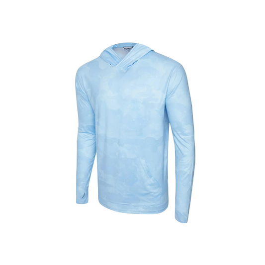 PELAGIC FREESPOOL HOODED FISHING SHIRT - BRUSH CAMO LIGHT BLUE