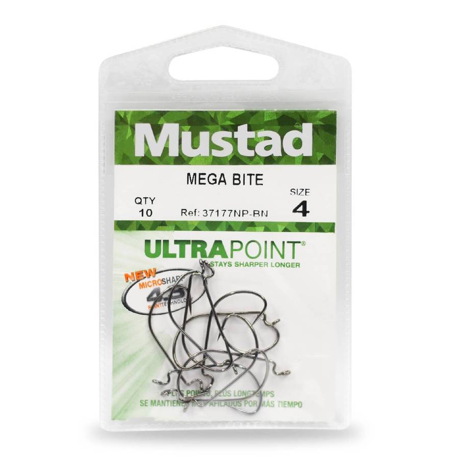 MUSTAD MEGA BITE BASS HOOKS 37177NP-BN