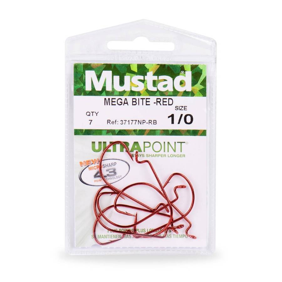MUSTAD MEGA BITE RED HOOKS 37177NP-RB