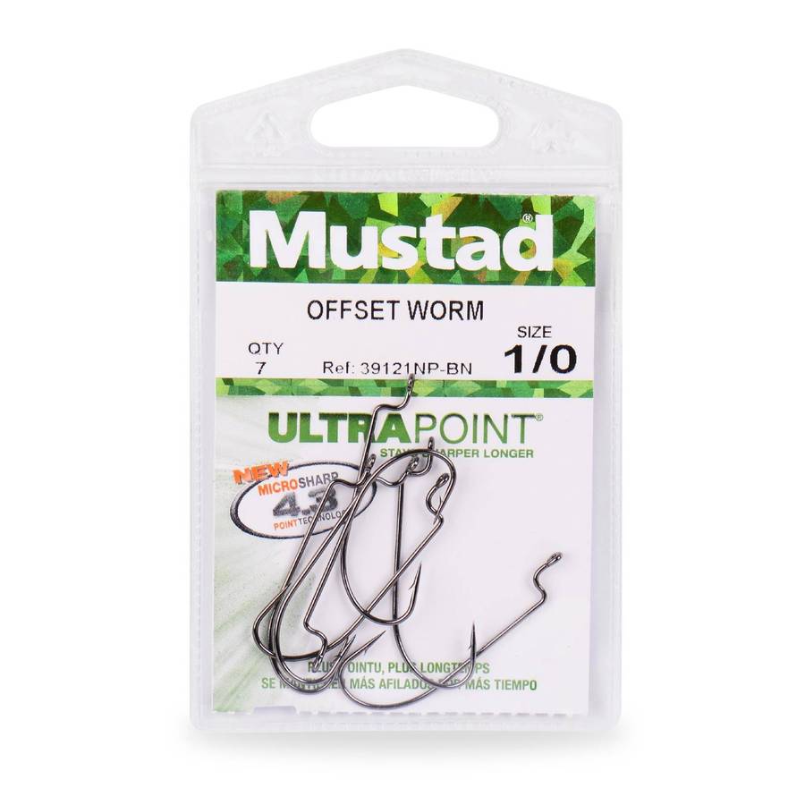 MUSTAD OFFSET WORM HOOKS 39121NP-BN