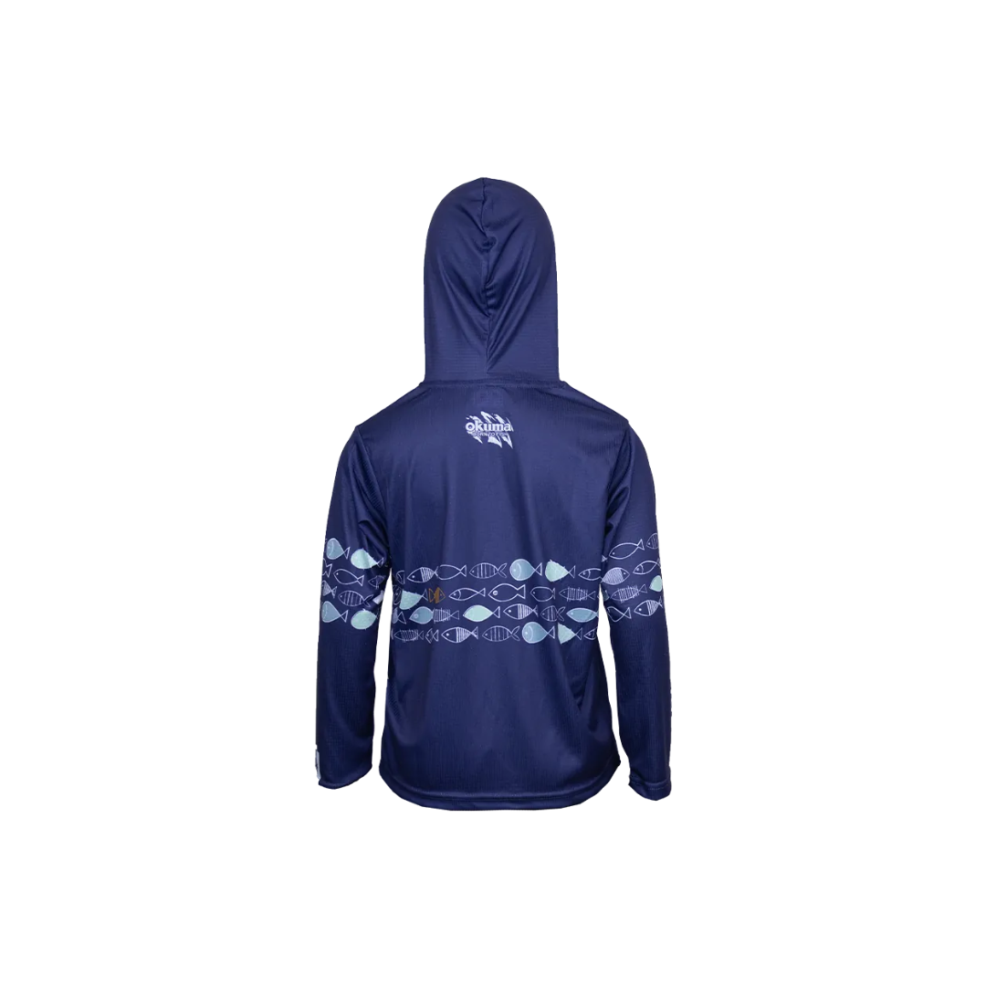 OKUMA KIDS FISH HOODY- NAVY
