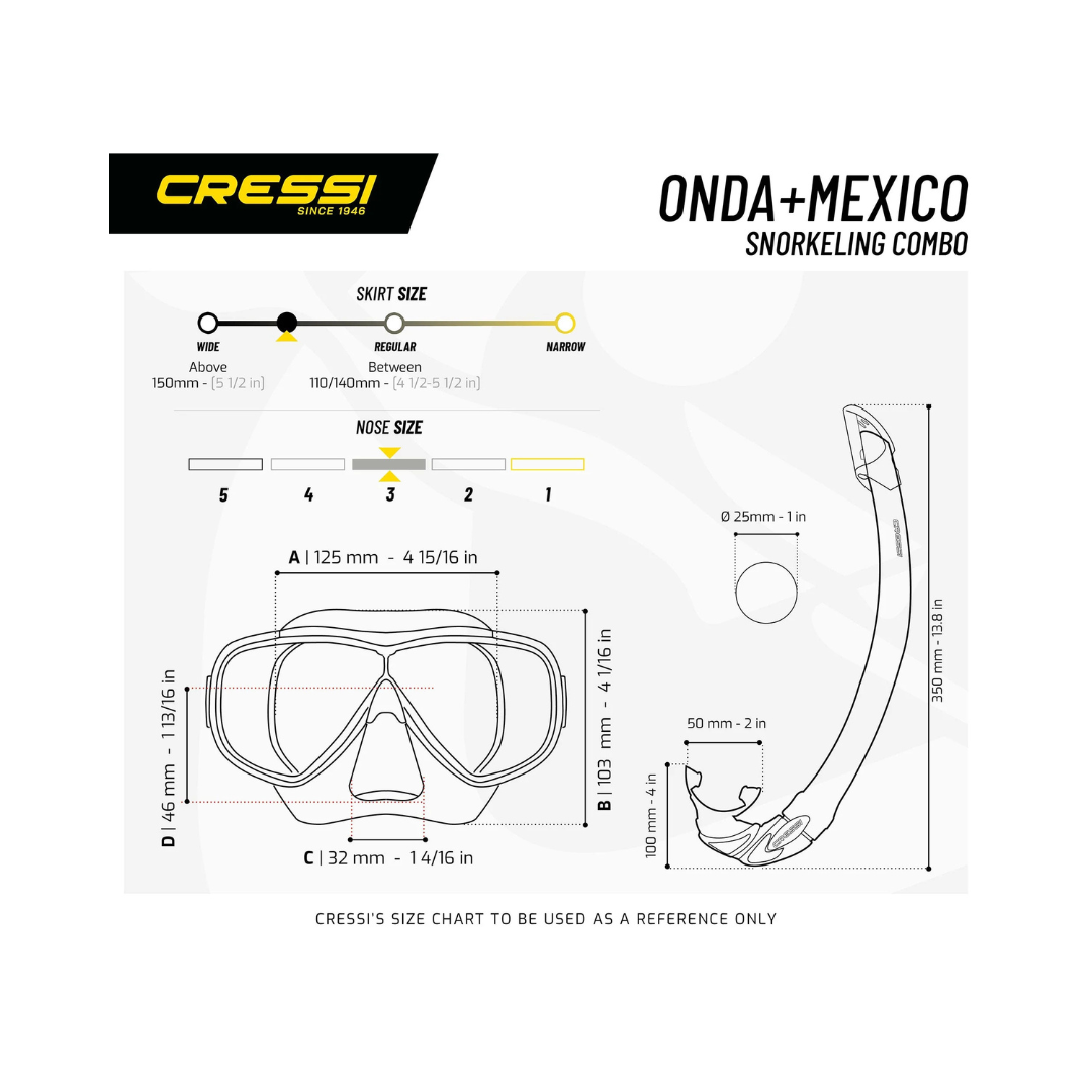 CRESSI ONDA MASK AND MEXICO SNORKEL COMBO