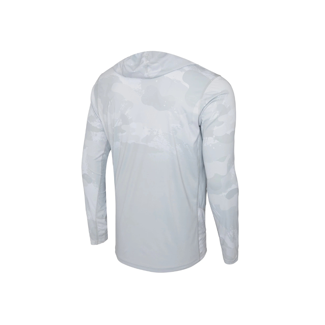PALEGIC VAPORTEK HOODED FISHING SHIRT - BRUSH CAMO (FADE) LIGHT GREY
