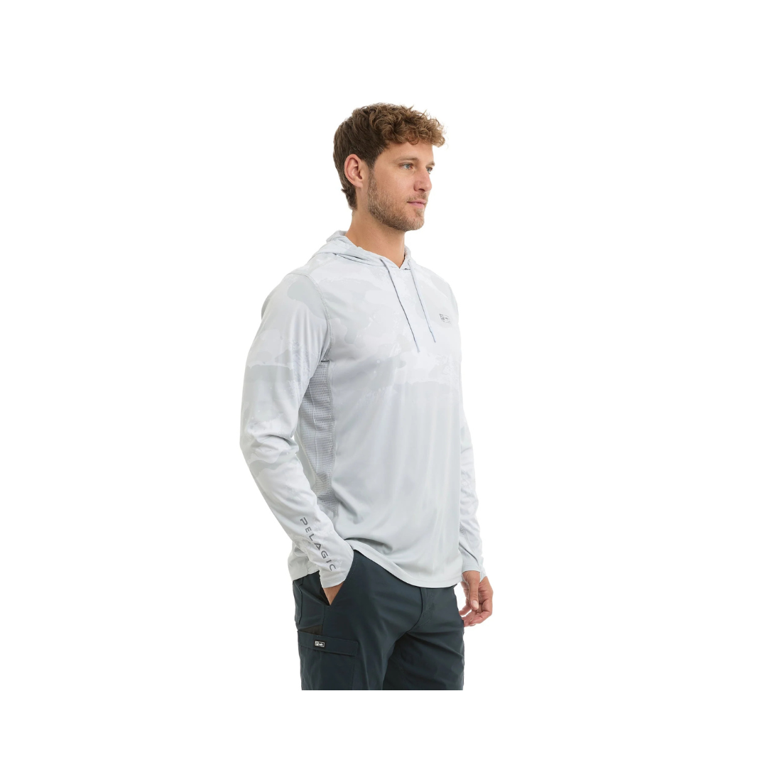 PALEGIC VAPORTEK HOODED FISHING SHIRT - BRUSH CAMO (FADE) LIGHT GREY