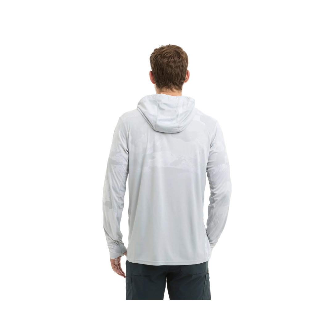 PALEGIC VAPORTEK HOODED FISHING SHIRT - BRUSH CAMO (FADE) LIGHT GREY