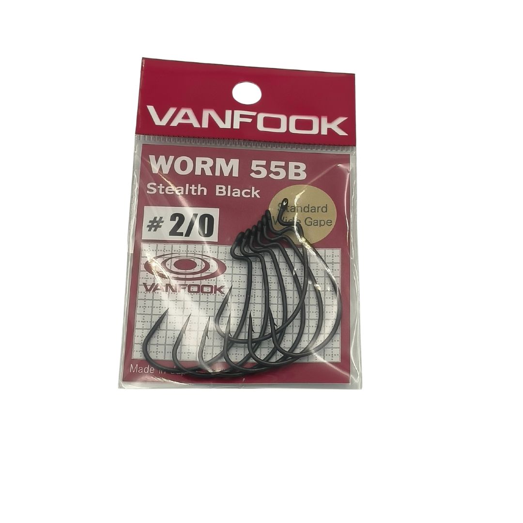 VANFOOK WORM 55B STEALTH BLACK FISHING HOOKS