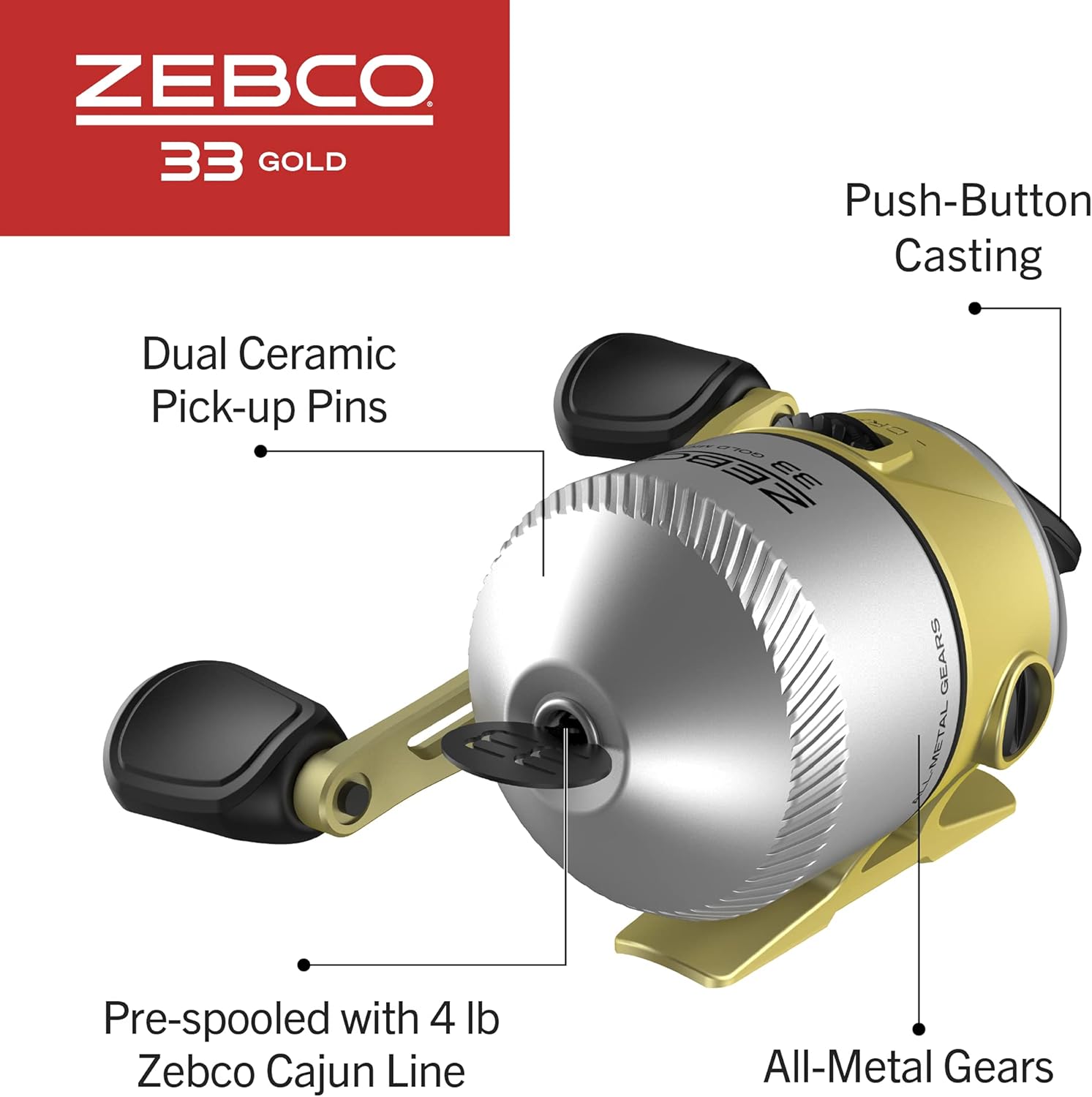 ZEBCO 33 GOLD MICRO SPINCAST FISHING REEL