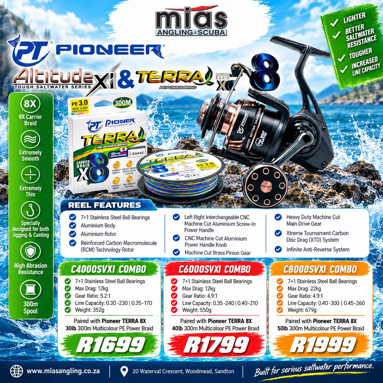 PIONEER ALTITUDE SOVEREIGN XI REEL + BRAID COMBO