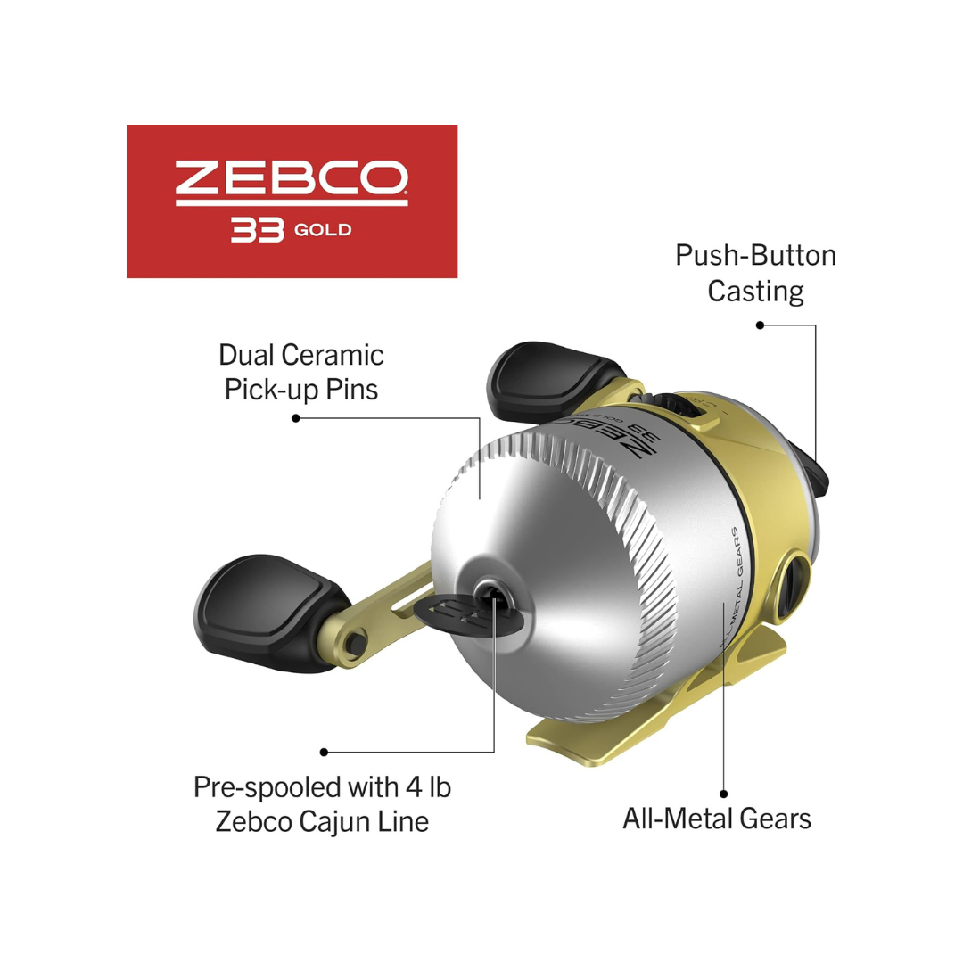 ZEBCO 33 GOLD MICRO SPINCAST FISHING REEL