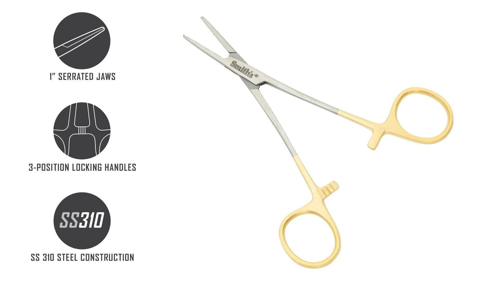 SMITH'S FORCEPS 5" HEMOSTATS SILVER/GOLD